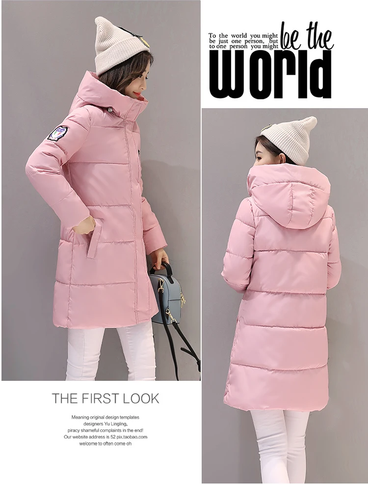 Белое Женское зимнее теплое пальто с капюшоном; большие размеры; куртка с хлопковой подкладкой ярких цветов; Женская длинная парка; женский ватник; feminina