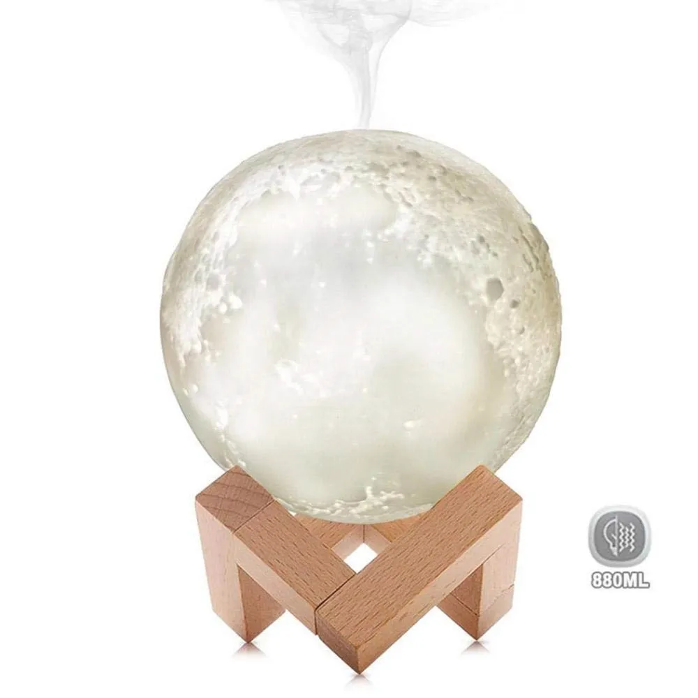  Humidifier Moon Lamp Air Humidifier 880ML 3D Moon Light Diffuser Aroma Essential Oil USB Ultrasonic