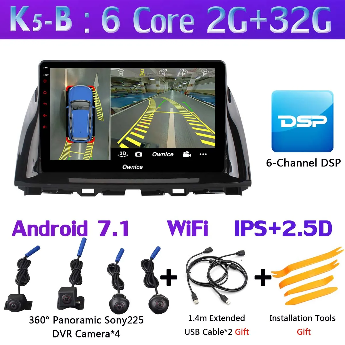 360 ° панорамный Android 9,0 4G+ 64G gps навигация Радио CarPlay SPDIF DSP Автомобильный мультимедийный плеер для Mazda CX-5 CX5 CX 5 2012 - Цвет: K5-B