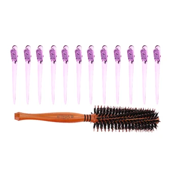 

Salon Blow Drying Round Styling Hairbrush With 12Pcs Hair Styling Clips