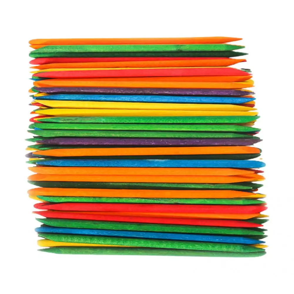 100Pcs Orange Wood Stick Novelty Nail Wooden Orange Stick Perfect Fitting Safe Manicures Tool