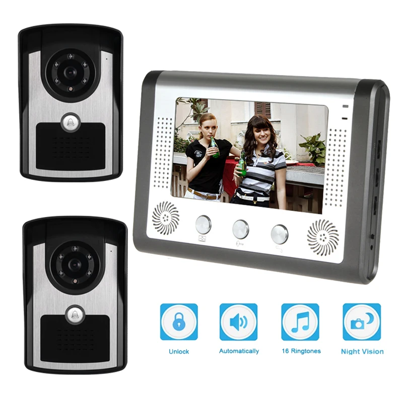 

SYSD 7 Inch Color Video Door Phone Wierd Intercom Doorbell with IR Night Vision for Home Security System