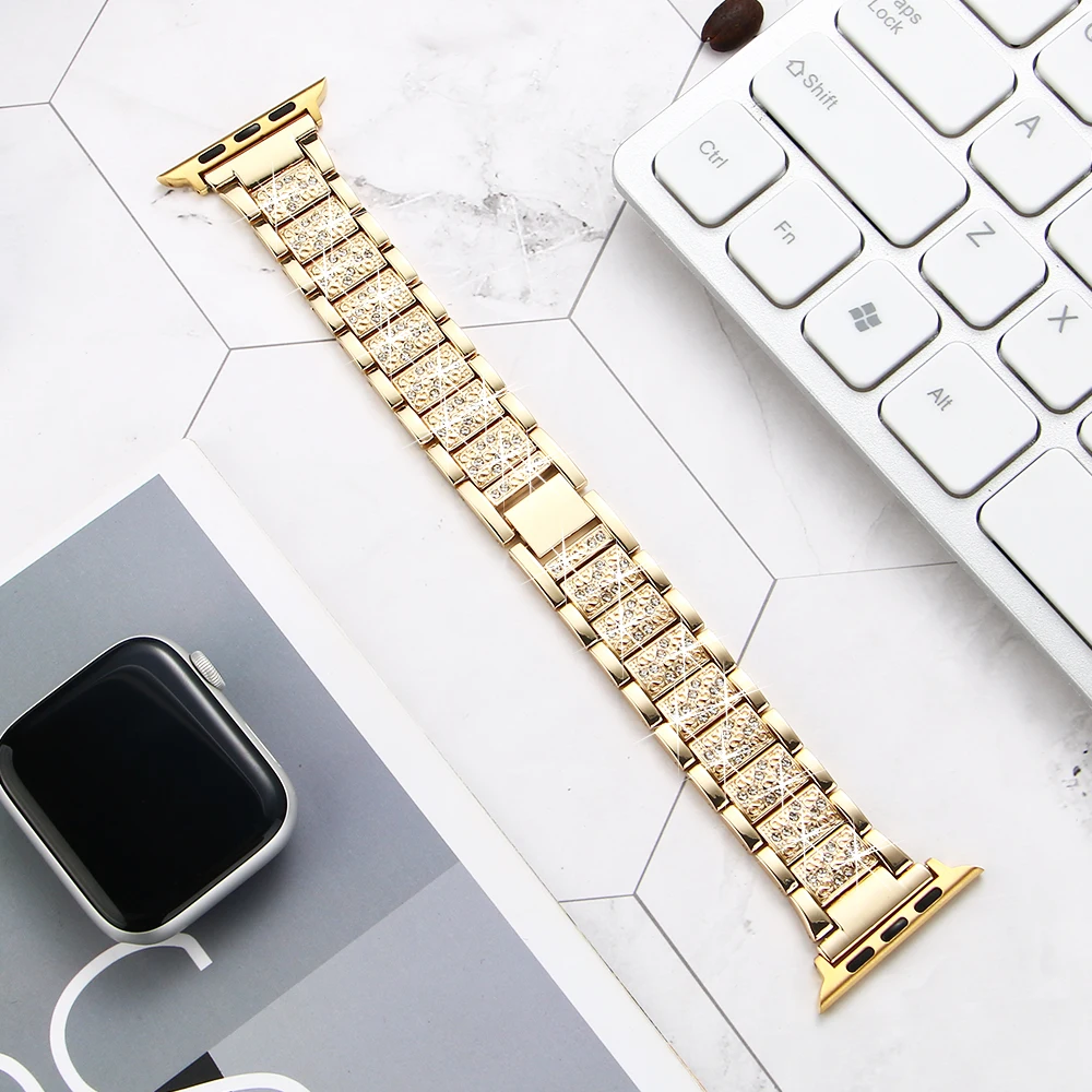 Для Apple Watch ремешок 40 мм 44 мм 38 мм 42 мм Женский бриллиантовый ремешок для Apple iWatch серии 5 4 3 21 браслет из нержавеющей стали ремешок для часов