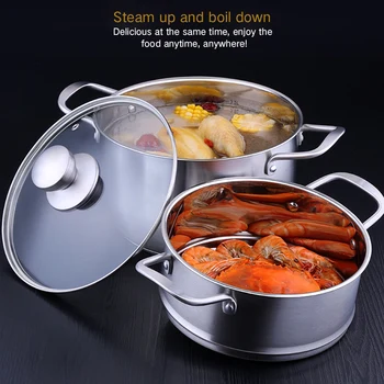 

Stainless Steel Three Layer Thick Steamer Pot Soup Steam Pot Universal Cooking Pots For Induction Cooker Gas Stove Steam Pot