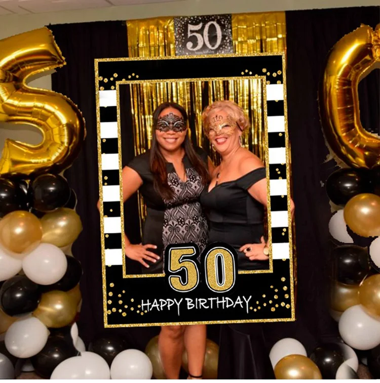 QIFU Blackgold фон с днем рождения 30 40 50 день Рождения Декор для взрослых 30th 40th юбилей 50th вечерние принадлежности