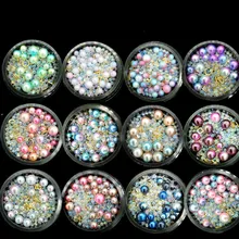 DIY украшения для ногтей модные черные в коробке симфония Русалка Жемчужные эльфы бусины с заостренным дном аксессуары из сплава с бриллиантами