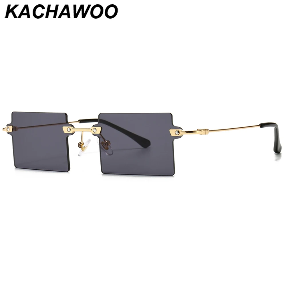 Kachawoo прямоугольные солнцезащитные очки без оправы Модные мужские металлические