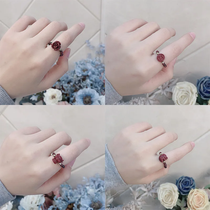 

Exquisite Cute Beads Gold Color Cattle Ring Resin Flower Women's Ring Anniversary Jewelry Fashion Simple Zodiac Ring Lover Gifts