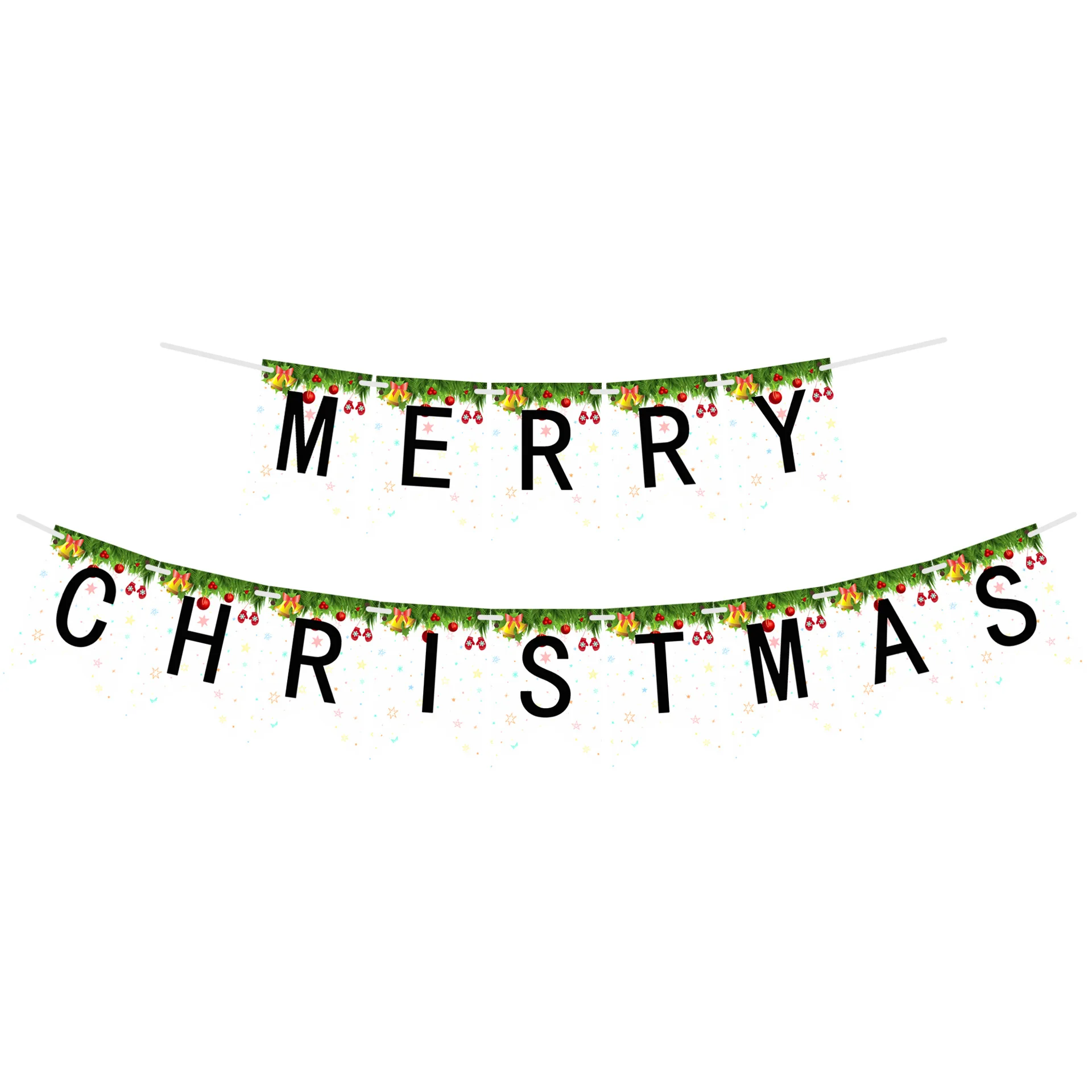 Christmas Decoration Hanging Flag Lettered Triangular Hanging Flag Latte Art Deer Tree Latte Art Pull Hanging Flags Shopping Mal