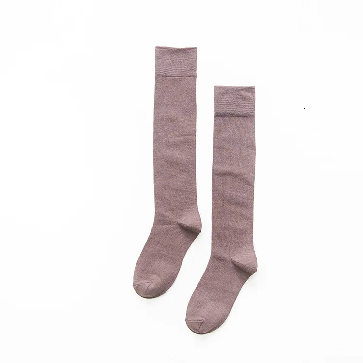 gray purple SP&CITY, Классические однотонные женские чулки в студенческом стиле, хлопковые модные гольфы для девочек, Вязаные гольфы для японских студентов на осень - Цвет: gray purple