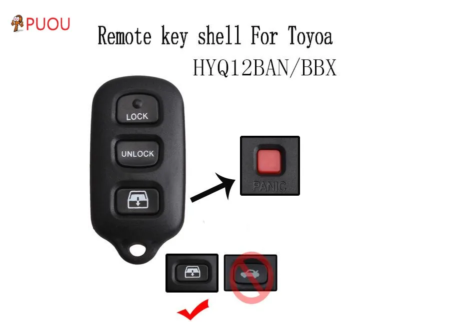 50 шт./партия для Toyota Sequoia 4-Runner Замена дистанционный ключ Fob чехол на кнопке оболочки с panic
