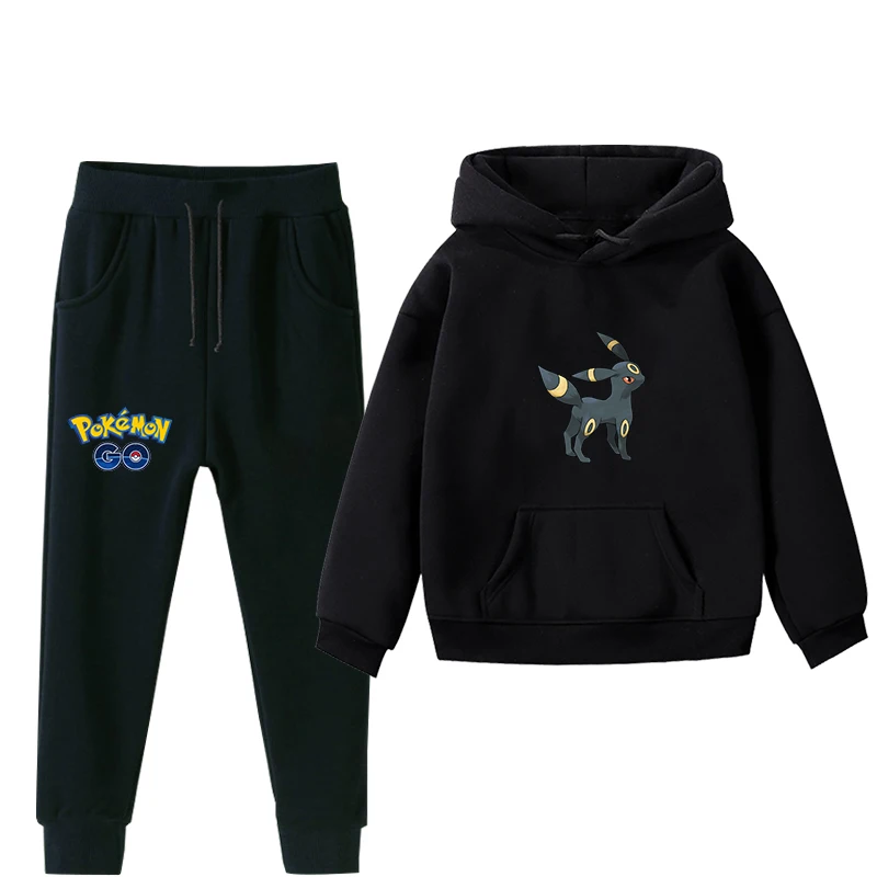 60% OFF Pokemon thick hoodie set for children Autumn Winter boy girl sweater sweatshirt sports pants clothing sets 2 pieces cute 2019 fa