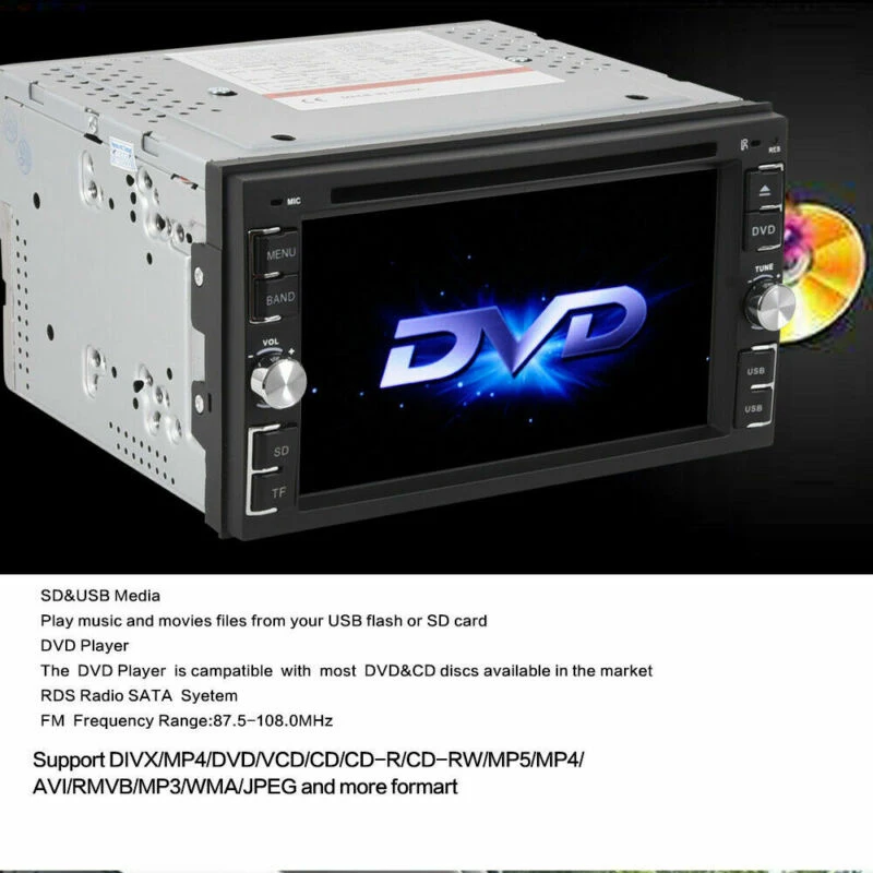 Автомобильный стерео радио DVD плеер CD 6," сенсорный экран BT 2DIN+ задняя камера абсолютно и высокое качество