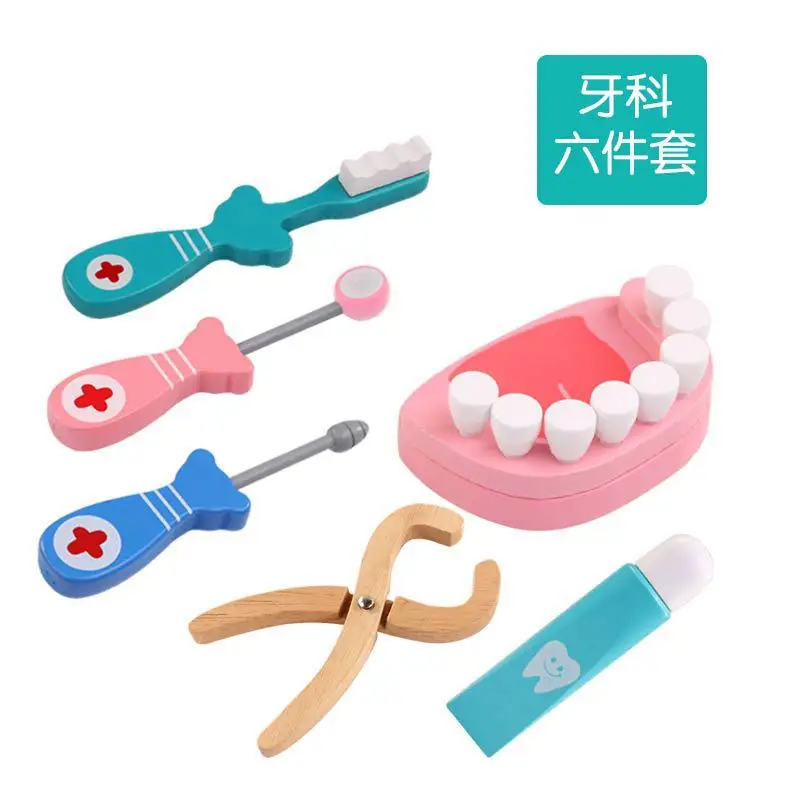 

Children's Doctor and Nurse Injection Tool Play Set Wooden Tooth Dentist Box Baby Toy Kids Toys Doctor Set