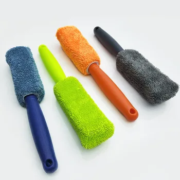 

1pcs Portable Microfiber Wheel Tire Rim Brush Auto Kofferbak Motorfiets Bike Autobanden Motor Wassen Handle Washing Cleaner