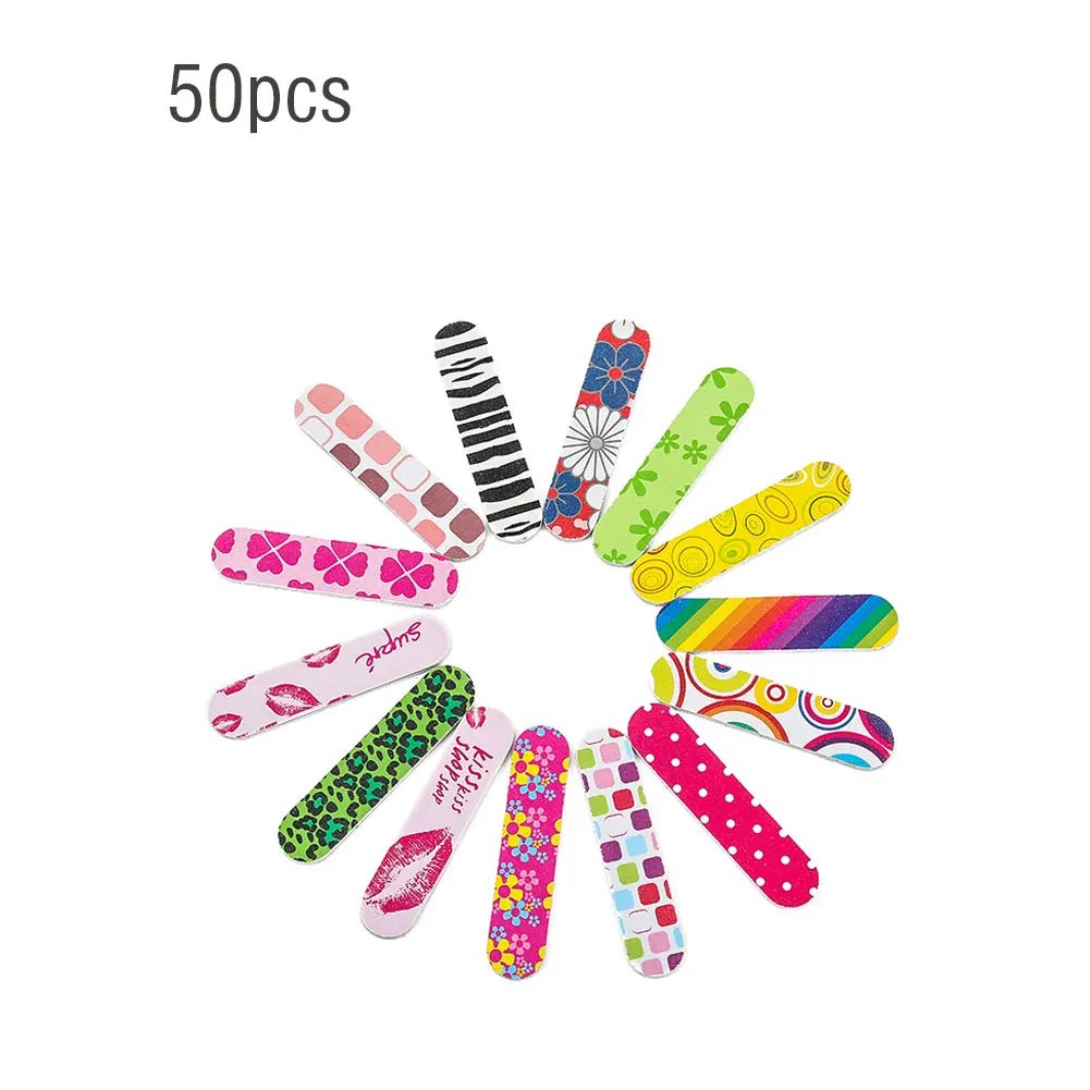 50Pcs Colorful Nail Files Sanding Buffer Double Sided Art Polish UV Gel Polisher Tool Bufffing Professional Manicure Kit | Красота и