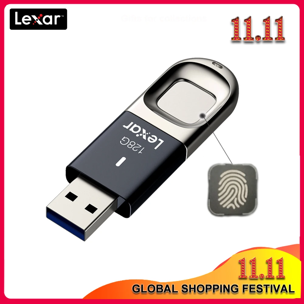 100% Оригинальный USB флеш накопитель Lexar с распознаванием отпечатков пальцев 128 ГБ 64