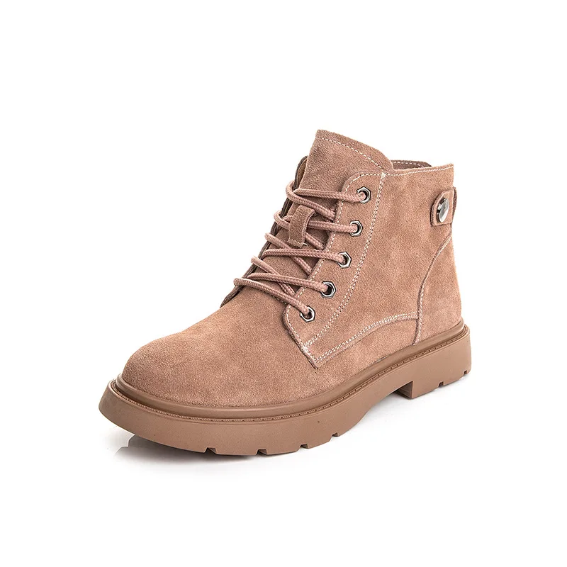 

Winter Warm Women Boots Split Genuine Leather Fur Plus Women Snow Boots Handmade Waterproof Working Ankle Boots Top Women Shoes