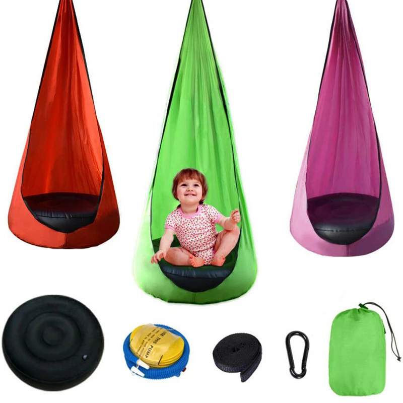 Children's Hammock Chair Egg Chair Swing Hanging Chair Kids Pod Swing Seat  With Inflatable Cushion Portable Hanging Seat Ldc003 - Toy Swings -  AliExpress