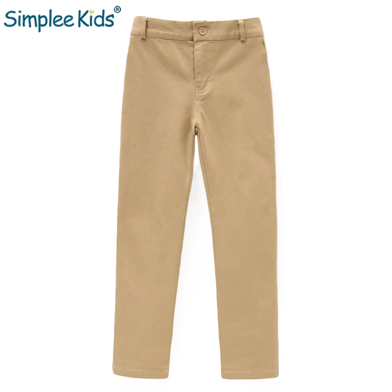

Simplee Kids Spring Casual Student Pants Solid Cotton Boy's Pants Children Kids School Trousers Pencil Pants For 4-14 Years Wear
