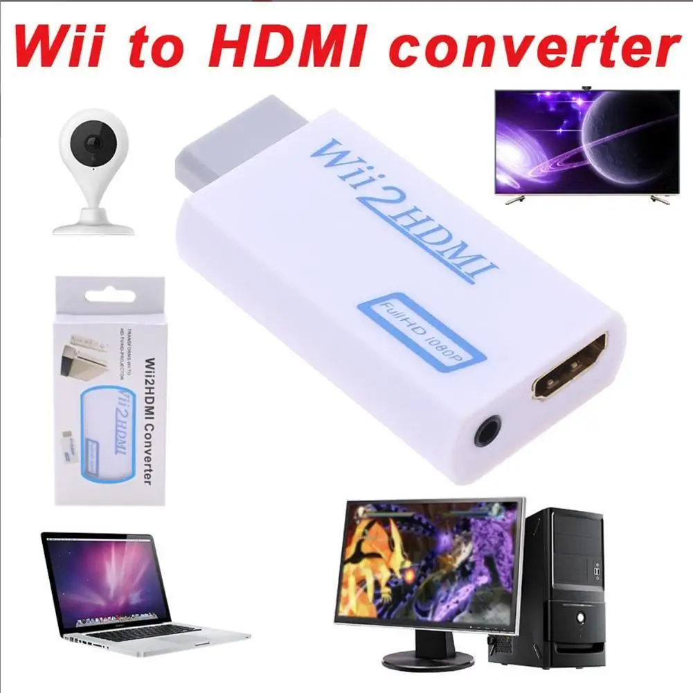 Для wii в HDMI адаптер конвертер палка 1080p HD tv аудио 3,5 мм кабель wii в HDMI видео конвертер Поддержка wii игровой консоли