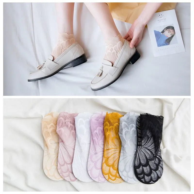 

New Women Short Socks Transparent Ultra-thin Socks elegant temperament Lace Colorful 2020 Summer Hot Sale Fashion Ankle Socks