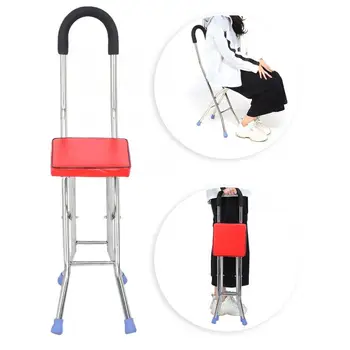 

Stainless Steel Folding Crutch Stool Walking Cane Four Legs Walking Stick Chair Nail Art Tools