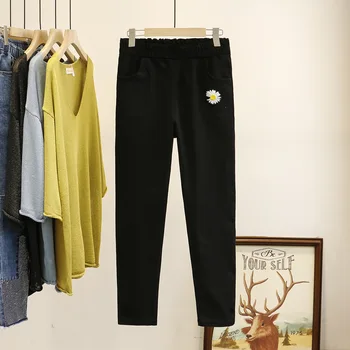 

Increase Code Women's Wear Pack 200 Jin Fat Mm Slim Fit Embroidery Small Daisy Magic Pants Feet Pants Tide 7730