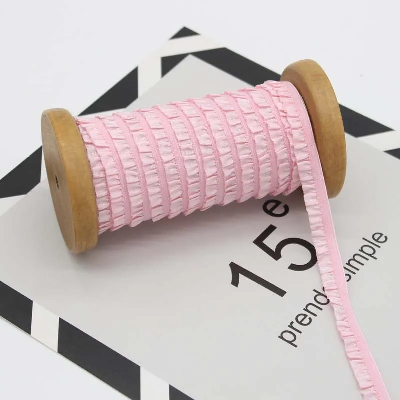 Candy color stretch ruffled lace fabric diy bracelet headdress gift box bow woven swimsuit bra underwear ribbon decoration