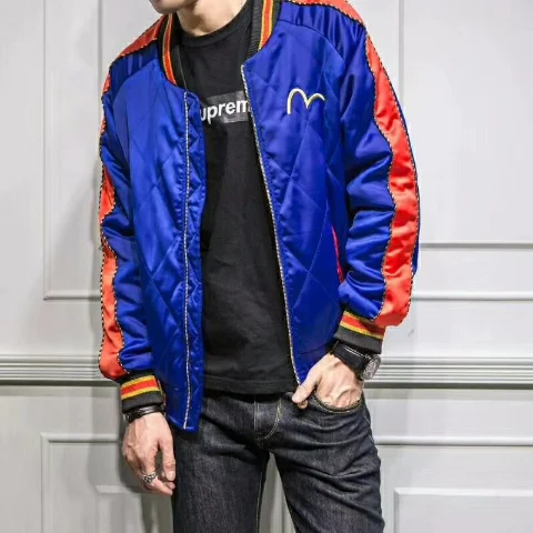 Аутентичная Evisu, модная дышащая мужская хлопковая повседневная куртка, высокое качество, теплая дышащая зимняя синяя куртка для влюбленных