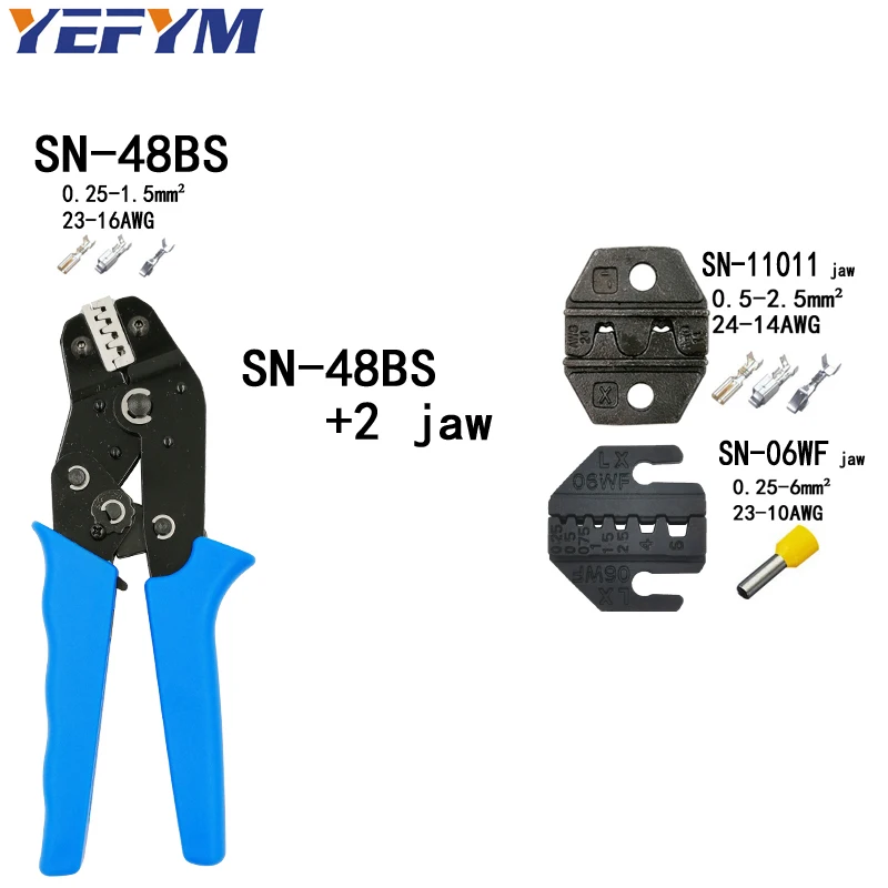 SN-48BS 2 jaw Обжимные клещи SN-48BS 8 челюсти комплект посылка для 2,8 4,8 6,3 VH2.54 3,96 2510/трубка/изоляционные клеммы Электрический зажим для рыбалки - Цвет: SN-48BS 2 jaw