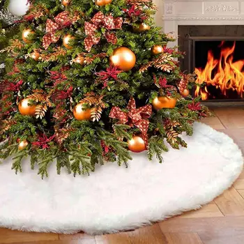 

122/90/78/60cm White Christmas Tree Skirt Plush Faux Fur Tree Skirt For Merry Christmas New Year Party Holiday Home Decoration