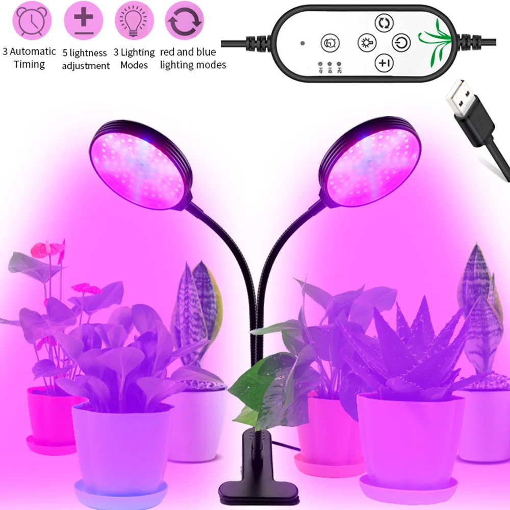 30W USB Dimming LED Grow Light LED Plant Lamps Full Spectrum Phyto Lamp Timer For indoor Vegetable Flower Seedling