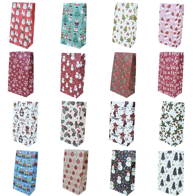 

5/10pcs Christmas Candy Bag Kraft Paper Gift Bag for Food Snack Cookies Packaging Xmas Party Home New Year 2021 Decor Supplies