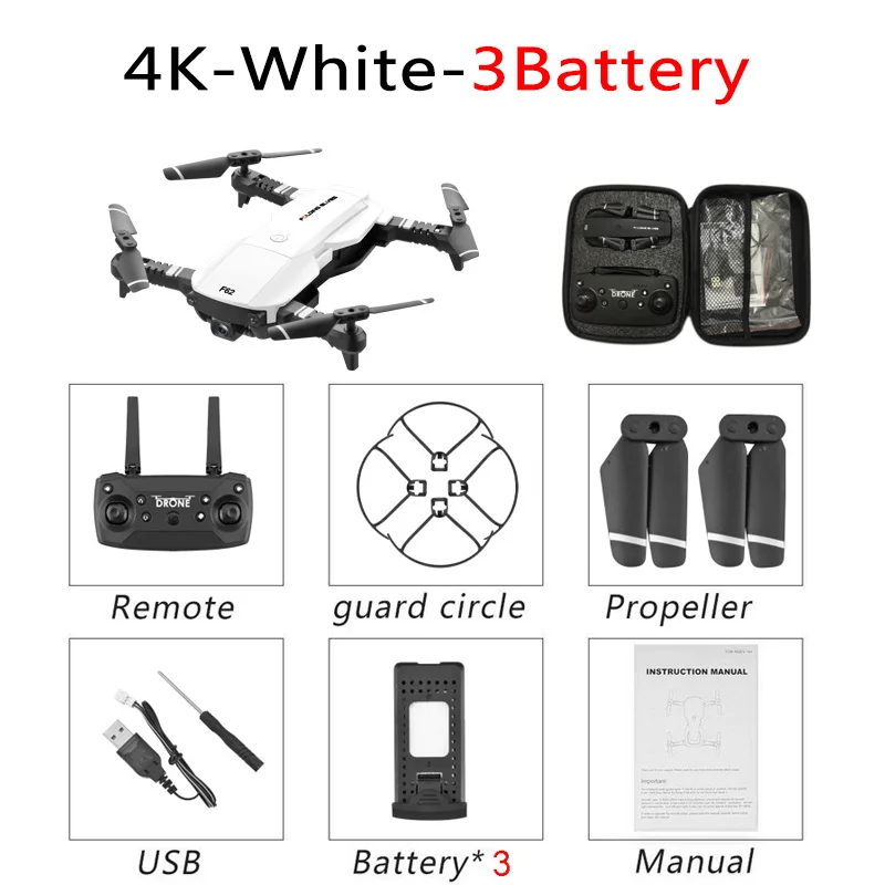 F62 новейший мини-Дрон 4K Wifi HD широкоугольная камера Радиоуправляемый Дрон оптический поток контроль жестов следование Квадрокоптер обратно в Shcool игрушка - Цвет: 4K White 3B Bag
