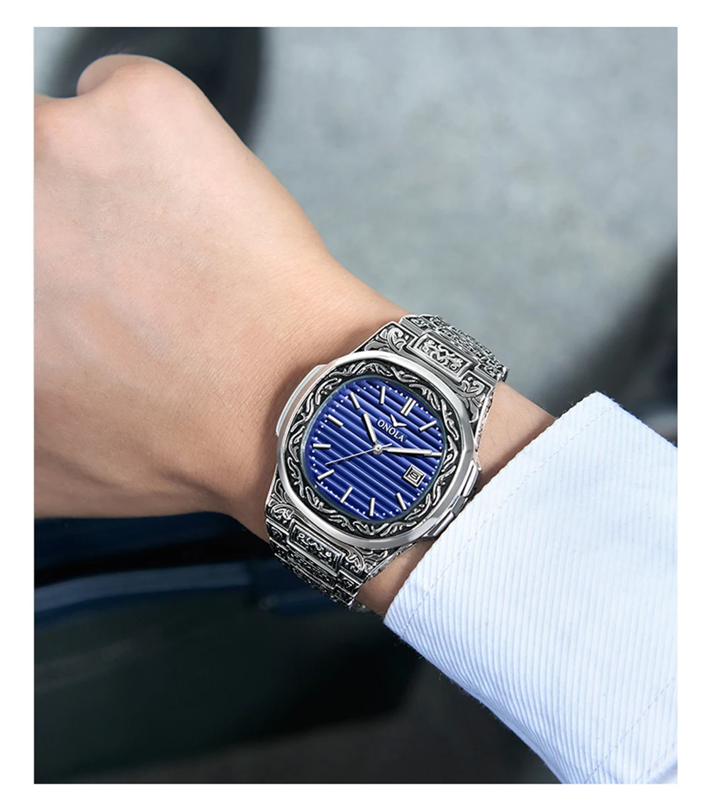 ONOLA дизайнерские кварцевые часы для мужчин уникальный подарок наручные часы водонепроницаемые Модные Повседневные винтажные золотые классические роскошные часы для мужчин