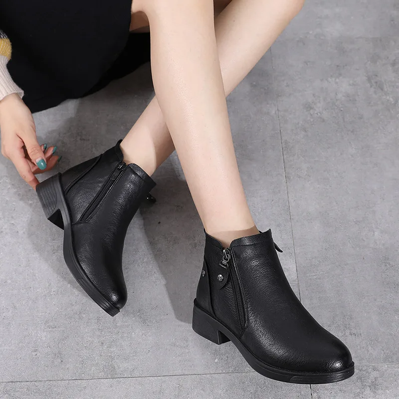 Women's Winter Boots Keep Warm Ankle Shoes High Quality 2021 Ankle Boots For Women Chunky Fashion Womens Shoes Zapatos De Mujer