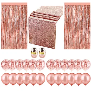 

Wedding Reusable Party Decorations Kit Latex Confetti Balloons DIY Sequin Table Runner Birthday Home Background Wall Baby Shower