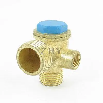

8.9mm 16mm 21mm Thread Brass Air Compressor Check Valve Gold Tone Blue