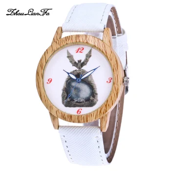 

Quartz Casual Watch Crystal Bat Blue Needle Wood Grain Watches Casual Watch Women's Watches LL@17