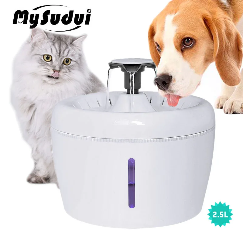 2.5L Automatic Cat Water Filter Fountain Large Drinking Feeder Bowl Silent Pet Dog Cat Water Container Dispenser Electric Usb