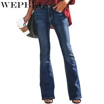

WEPBEL Jeans Women Street Style Denim Flare Pants Sexy Pants for Women Clubwear Fashion Trousers