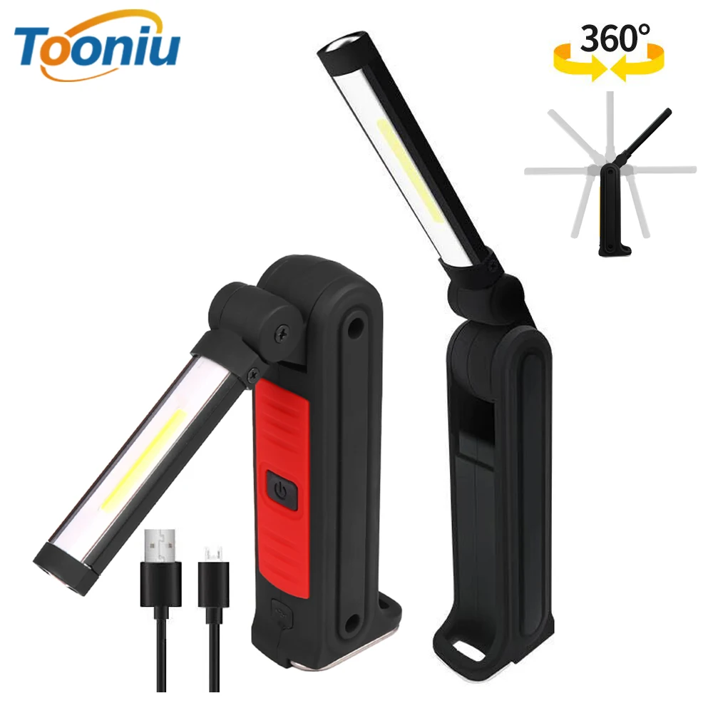 

USB Rechargeable COB LED flashlight work light Inspection Light 4 modes Tail magnet design Hanging torch lamp waterproof