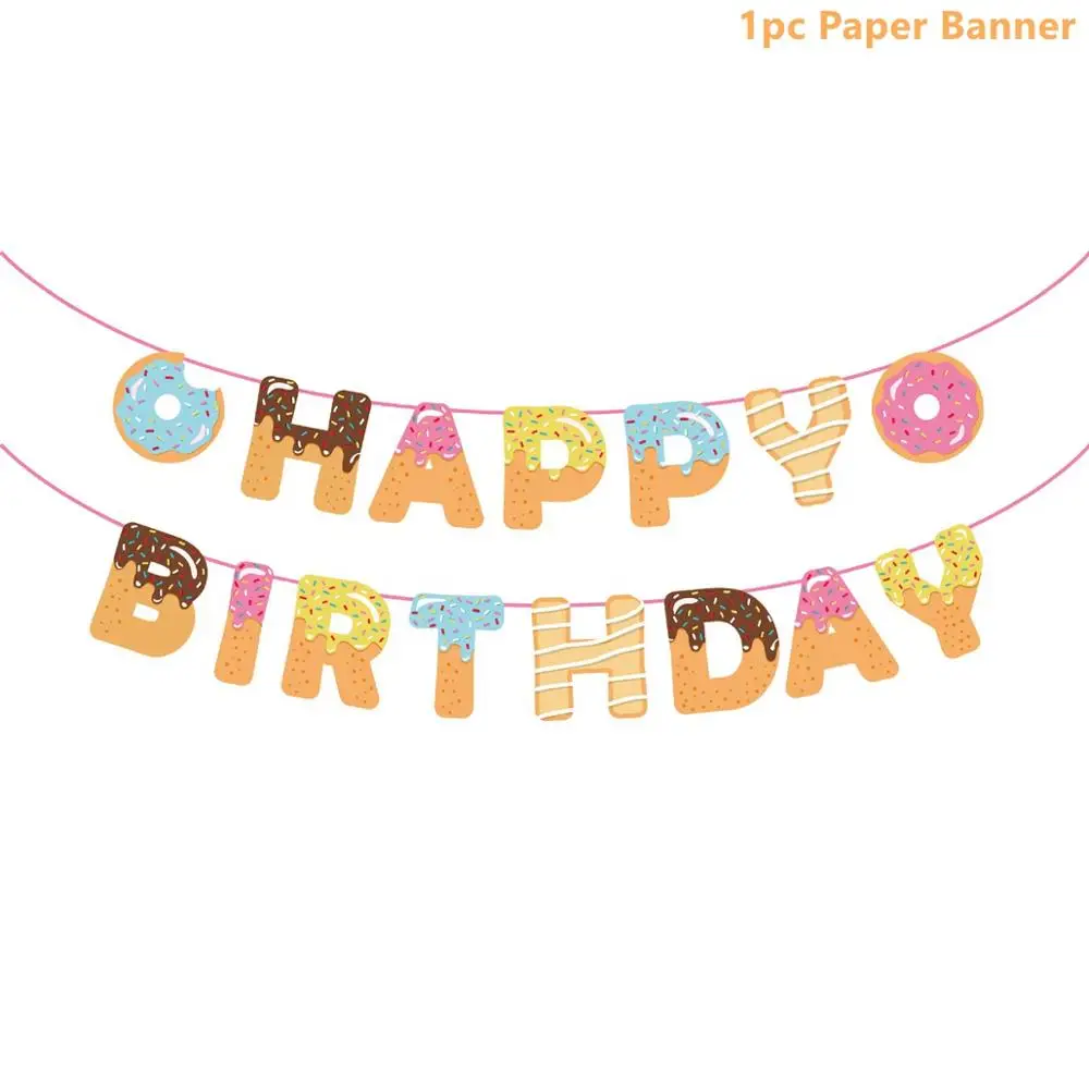 Donut Banners Taoup PU Мягкий кремовый пончик мягкими пончиками вечерние украшения для вечеринки по случаю Дня Рождения наборы; детский душ Декор искусственный хлеб игрушки в виде угощений DIY - Цвет: Donut Banners