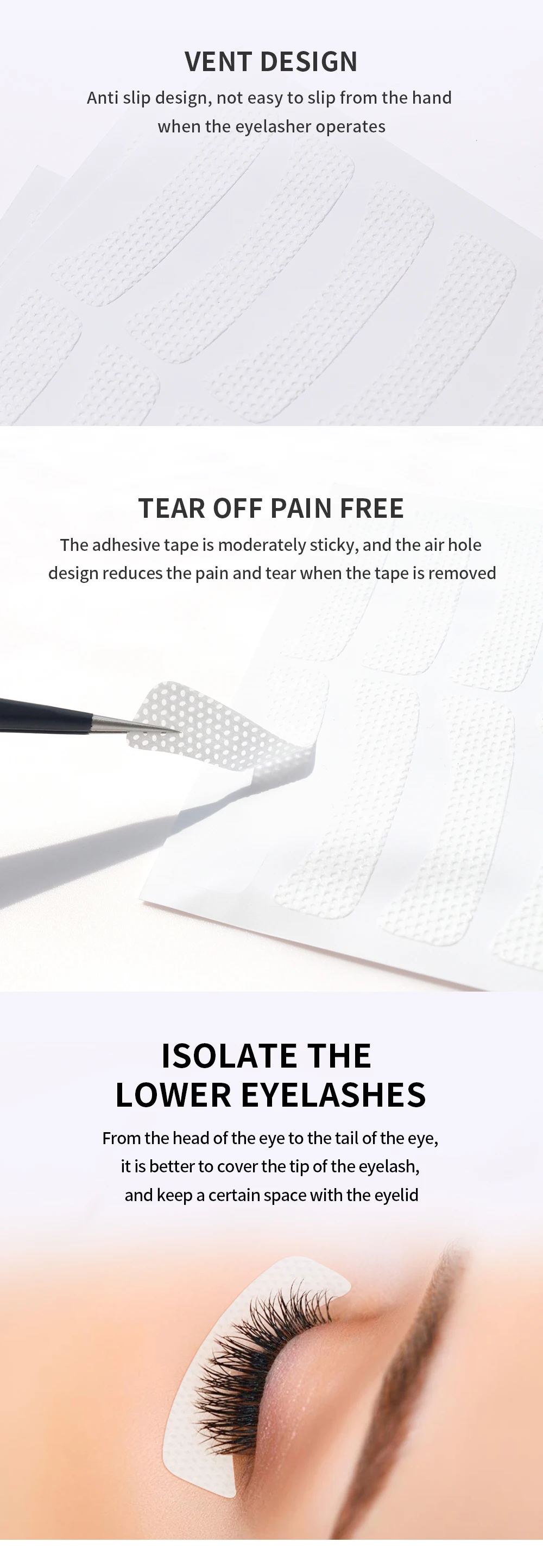 Description Picture 4 of itemGLAMLASH 50pairs/pack Paper Patches 3D Eyelash Under Eye Pads Lash Eyelash Extension Practice Eye Tips Sticker Wraps Makeup Tool