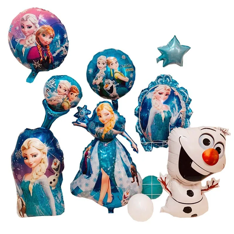 

1pc Princess Snow Queen Anna Elsa Inflatable Balloon Wedding Birthday Party Decoration snowflake olaf Baby Shower Girl Favors