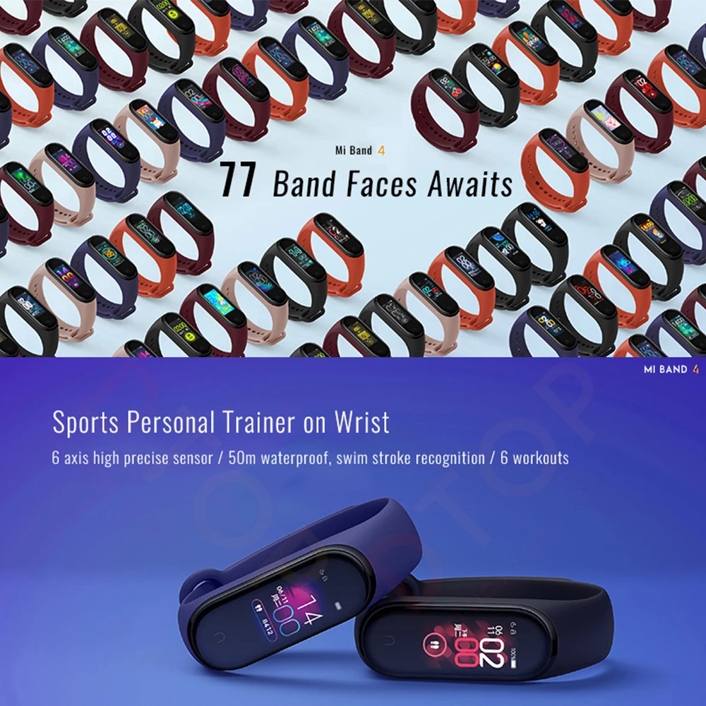 Глобальная версия Mi Band 4, смарт-браслеты Miband 4, браслет, пульсометр, фитнес, 135 мА/ч, цветной, Bluetooth 5,0, спортивный, водонепроницаемый браслет