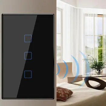 

T3 US 433Mhz 1/2/3 Gang Voice Control Smart WiFi Touch Wall Light Switch Plate Home Switches Touch In-wall Wireless Plate Switch