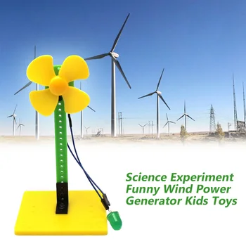 

Mini Kids Toys Funny Educational Windmill Model Wind Power Generator Science Experiment Portable Exploring Study LED Blowing DIY