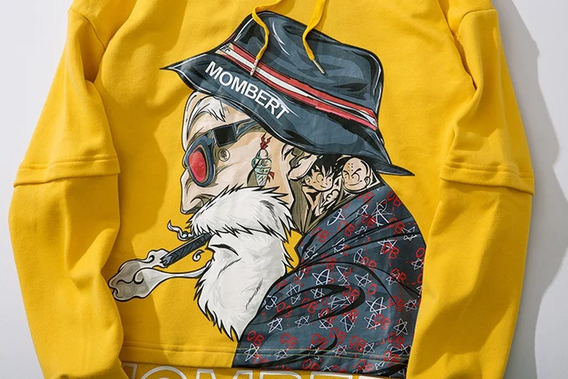 Япония уличная Фея печати толстовки хип хоп стиль Swag Tyga Sudadera Hombre курить оверсайз черный белый хлопок одежда